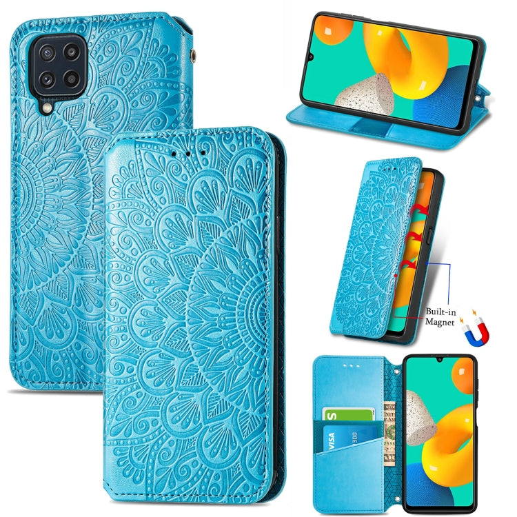 For Galaxy M32 Blooming Mandala Embossed Pattern Magnetic Horizontal Flip Leather Case with Holder & Card Slots & Wallet