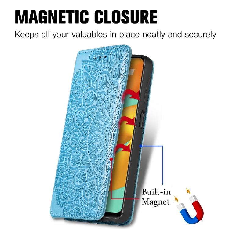 For Galaxy M32 Blooming Mandala Embossed Pattern Magnetic Horizontal Flip Leather Case with Holder & Card Slots & Wallet