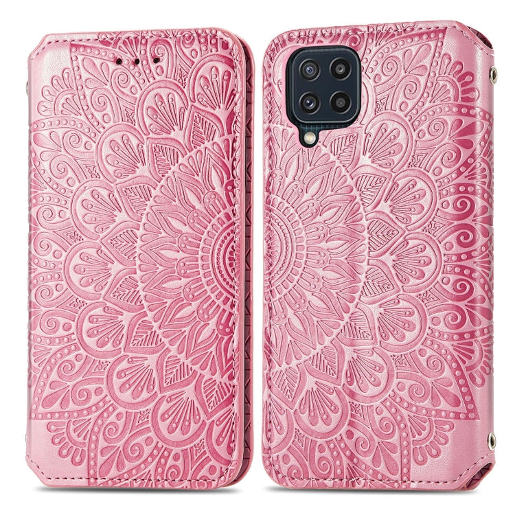 For Galaxy M32 Blooming Mandala Embossed Pattern Magnetic Horizontal Flip Leather Case with Holder & Card Slots & Wallet