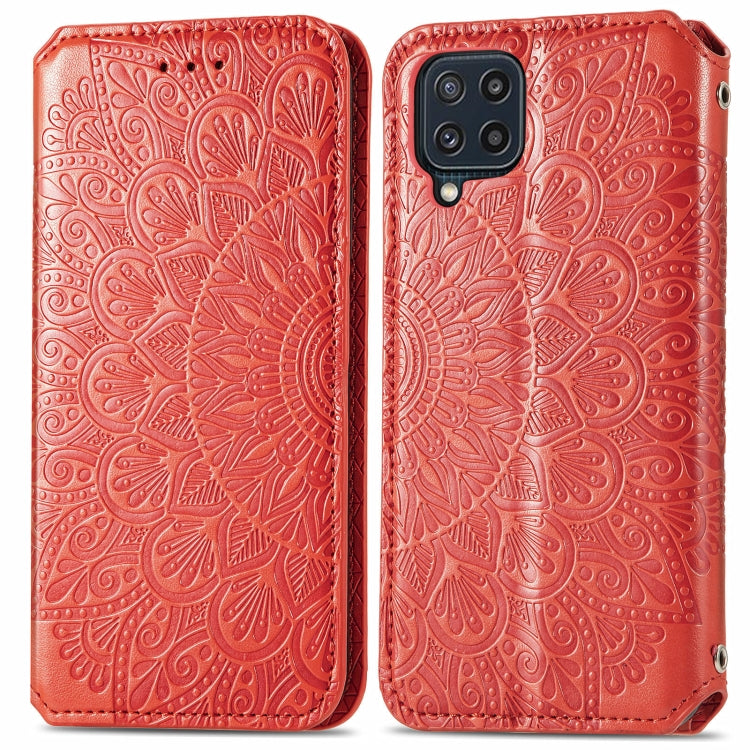 For Galaxy M32 Blooming Mandala Embossed Pattern Magnetic Horizontal Flip Leather Case with Holder & Card Slots & Wallet