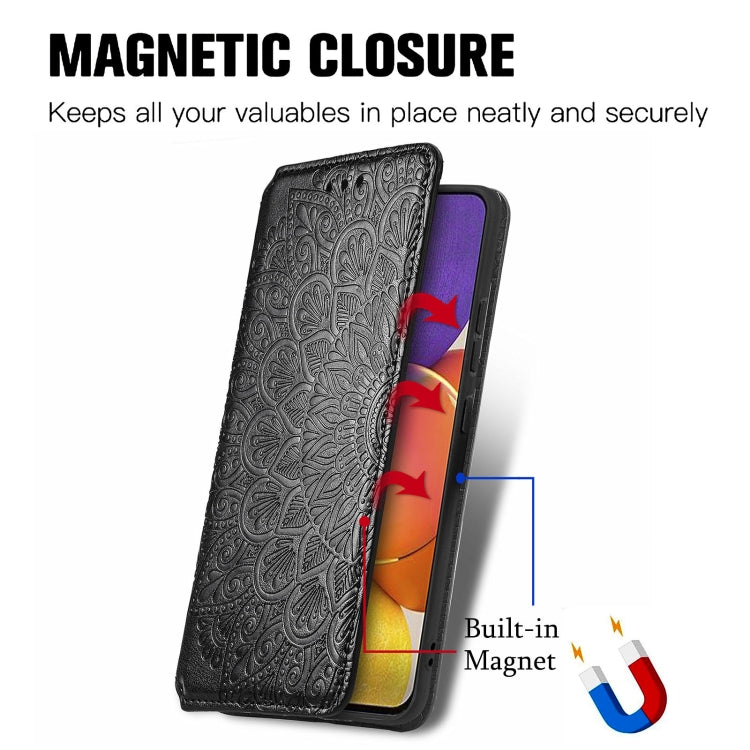 For Galaxy A82 5G/Quantum 2 Blooming Mandala Embossed Pattern Magnetic Horizontal Flip Leather Case with Holder & Card Slots & Wallet