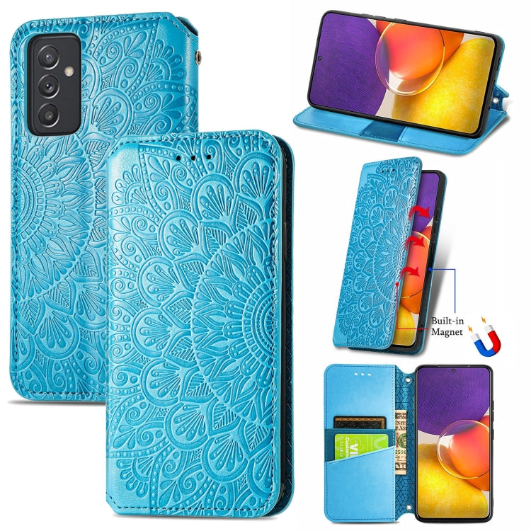 For Galaxy A82 5G/Quantum 2 Blooming Mandala Embossed Pattern Magnetic Horizontal Flip Leather Case with Holder & Card Slots & Wallet