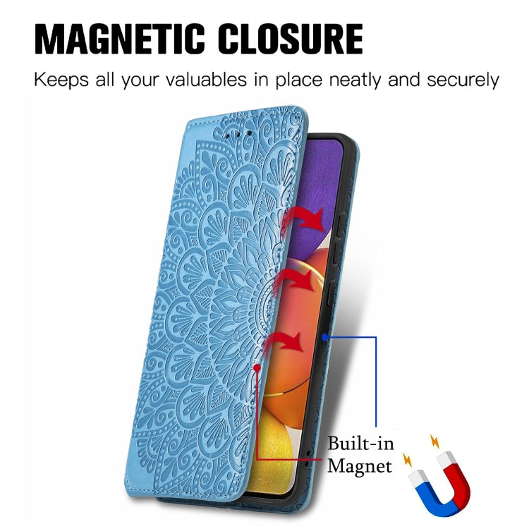 For Galaxy A82 5G/Quantum 2 Blooming Mandala Embossed Pattern Magnetic Horizontal Flip Leather Case with Holder & Card Slots & Wallet