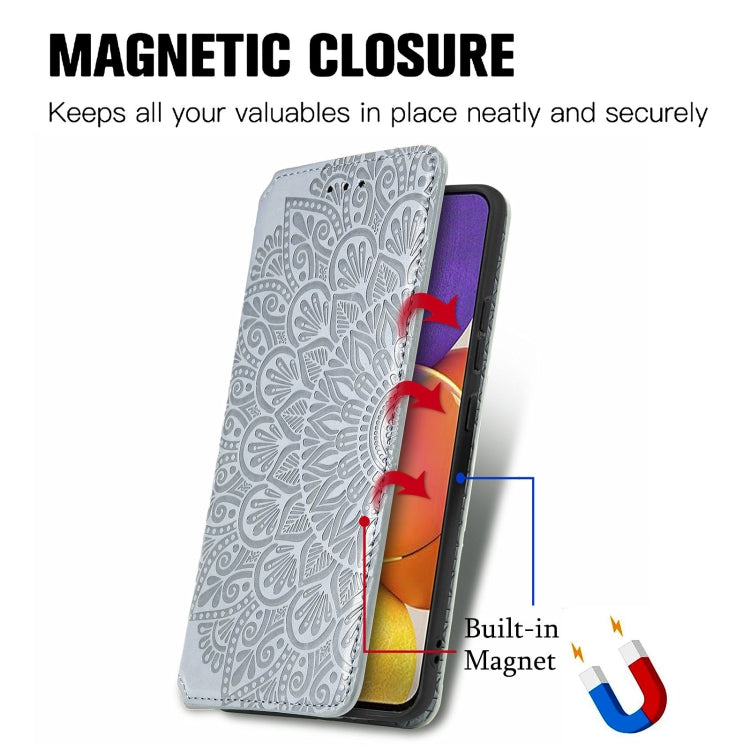 For Galaxy A82 5G/Quantum 2 Blooming Mandala Embossed Pattern Magnetic Horizontal Flip Leather Case with Holder & Card Slots & Wallet