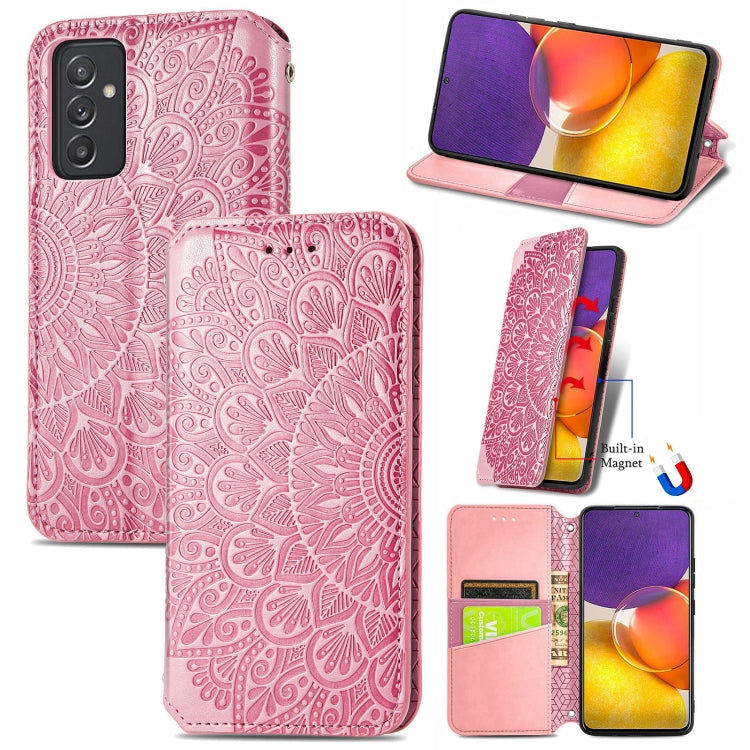 For Galaxy A82 5G/Quantum 2 Blooming Mandala Embossed Pattern Magnetic Horizontal Flip Leather Case with Holder & Card Slots & Wallet