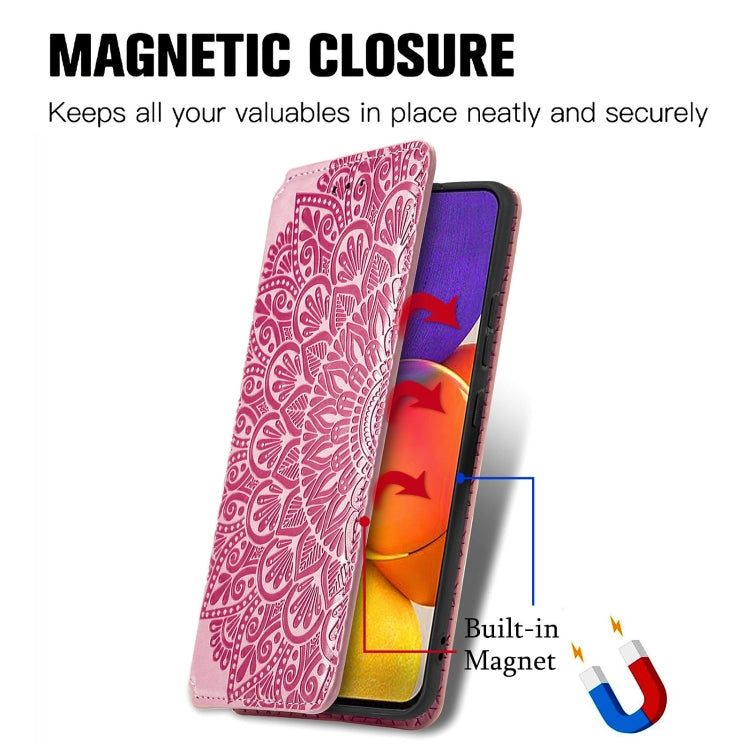 For Galaxy A82 5G/Quantum 2 Blooming Mandala Embossed Pattern Magnetic Horizontal Flip Leather Case with Holder & Card Slots & Wallet