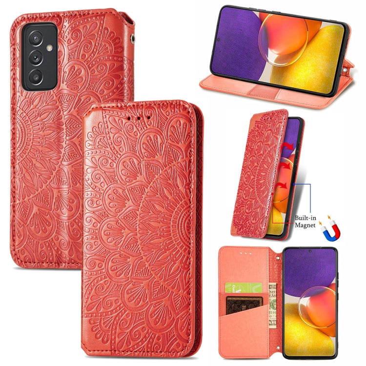 For Galaxy A82 5G/Quantum 2 Blooming Mandala Embossed Pattern Magnetic Horizontal Flip Leather Case with Holder & Card Slots & Wallet