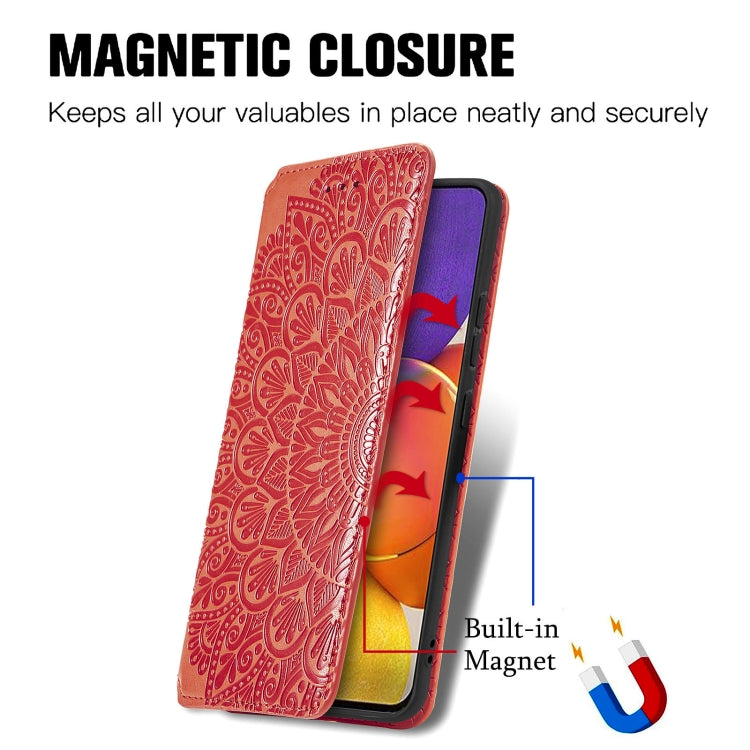 For Galaxy A82 5G/Quantum 2 Blooming Mandala Embossed Pattern Magnetic Horizontal Flip Leather Case with Holder & Card Slots & Wallet
