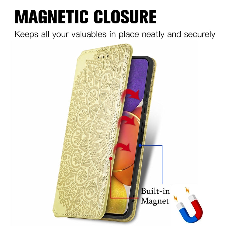 For Galaxy A82 5G/Quantum 2 Blooming Mandala Embossed Pattern Magnetic Horizontal Flip Leather Case with Holder & Card Slots & Wallet