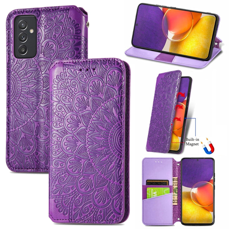 For Galaxy A82 5G/Quantum 2 Blooming Mandala Embossed Pattern Magnetic Horizontal Flip Leather Case with Holder & Card Slots & Wallet