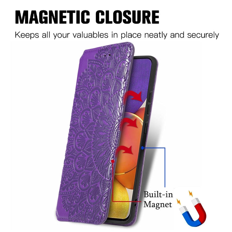 For Galaxy A82 5G/Quantum 2 Blooming Mandala Embossed Pattern Magnetic Horizontal Flip Leather Case with Holder & Card Slots & Wallet