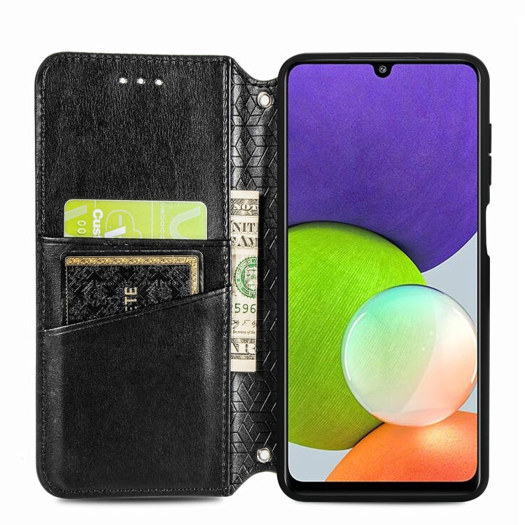 For Galaxy A22 4G Blooming Mandala Embossed Pattern Magnetic Horizontal Flip Leather Case with Holder & Card Slots & Wallet