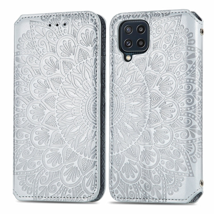 For Galaxy A22 4G Blooming Mandala Embossed Pattern Magnetic Horizontal Flip Leather Case with Holder & Card Slots & Wallet