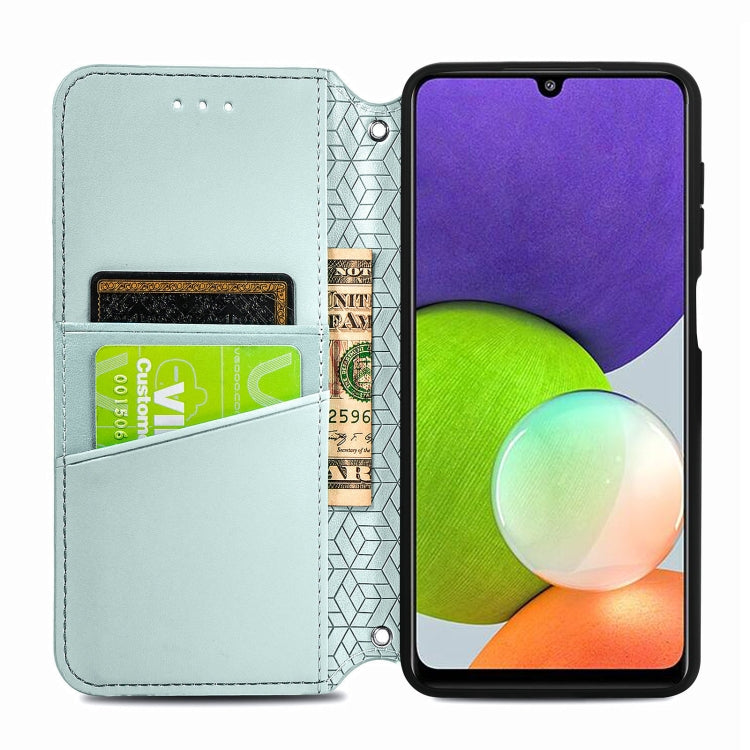 For Galaxy A22 4G Blooming Mandala Embossed Pattern Magnetic Horizontal Flip Leather Case with Holder & Card Slots & Wallet