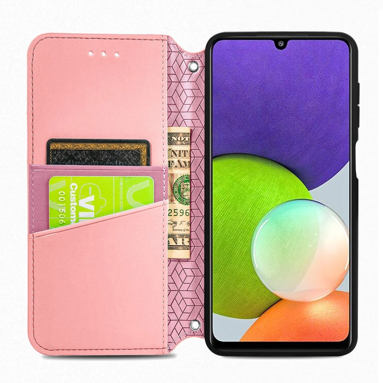 For Galaxy A22 4G Blooming Mandala Embossed Pattern Magnetic Horizontal Flip Leather Case with Holder & Card Slots & Wallet
