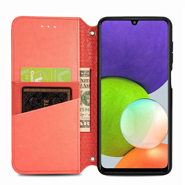 For Galaxy A22 4G Blooming Mandala Embossed Pattern Magnetic Horizontal Flip Leather Case with Holder & Card Slots & Wallet