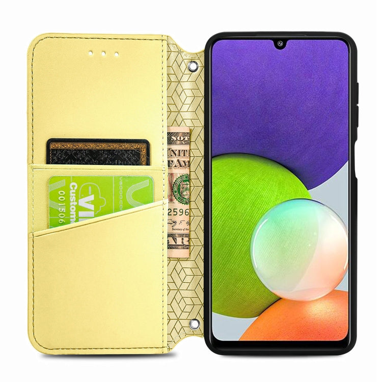 For Galaxy A22 4G Blooming Mandala Embossed Pattern Magnetic Horizontal Flip Leather Case with Holder & Card Slots & Wallet