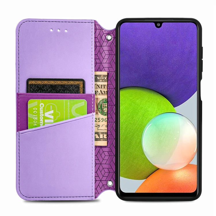 For Galaxy A22 4G Blooming Mandala Embossed Pattern Magnetic Horizontal Flip Leather Case with Holder & Card Slots & Wallet