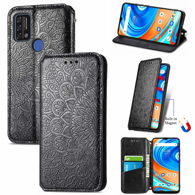 For UMIDIGI A9 Blooming Mandala Embossed Pattern Magnetic Horizontal Flip Leather Case with Holder & Card Slots & Wallet