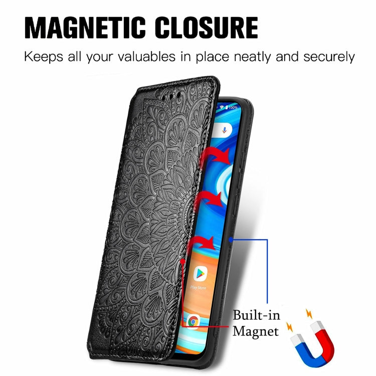 For UMIDIGI A9 Blooming Mandala Embossed Pattern Magnetic Horizontal Flip Leather Case with Holder & Card Slots & Wallet