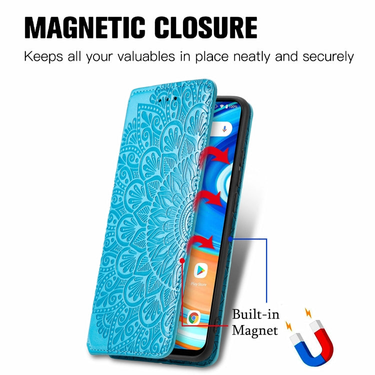 For UMIDIGI A9 Blooming Mandala Embossed Pattern Magnetic Horizontal Flip Leather Case with Holder & Card Slots & Wallet