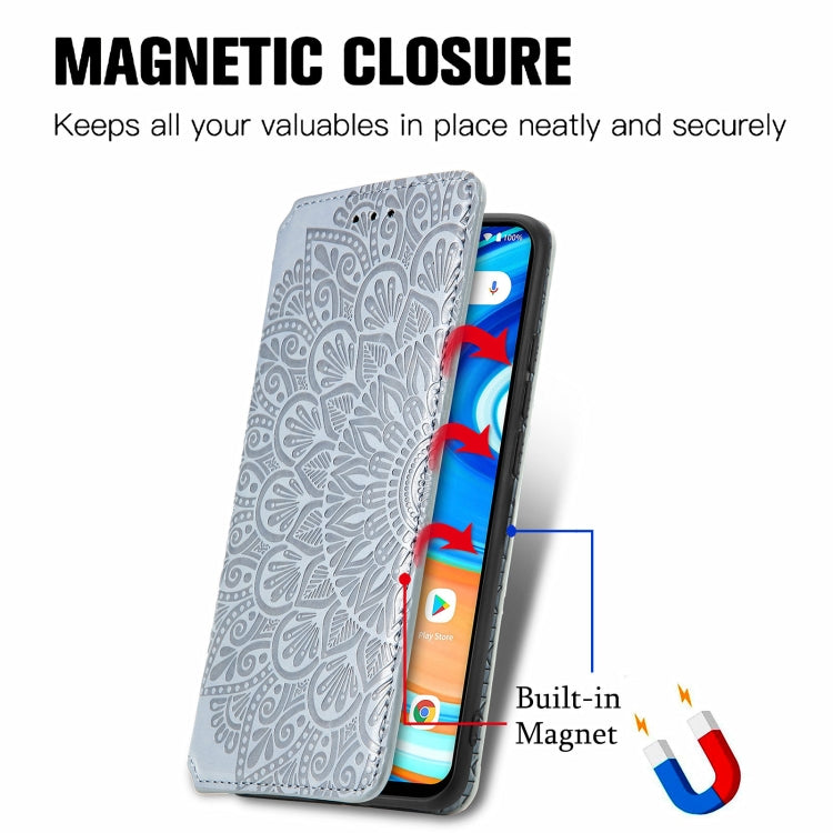 For UMIDIGI A9 Blooming Mandala Embossed Pattern Magnetic Horizontal Flip Leather Case with Holder & Card Slots & Wallet