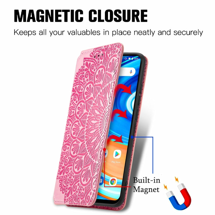 For UMIDIGI A9 Blooming Mandala Embossed Pattern Magnetic Horizontal Flip Leather Case with Holder & Card Slots & Wallet