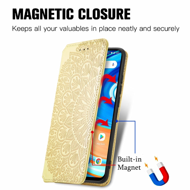 For UMIDIGI A9 Blooming Mandala Embossed Pattern Magnetic Horizontal Flip Leather Case with Holder & Card Slots & Wallet