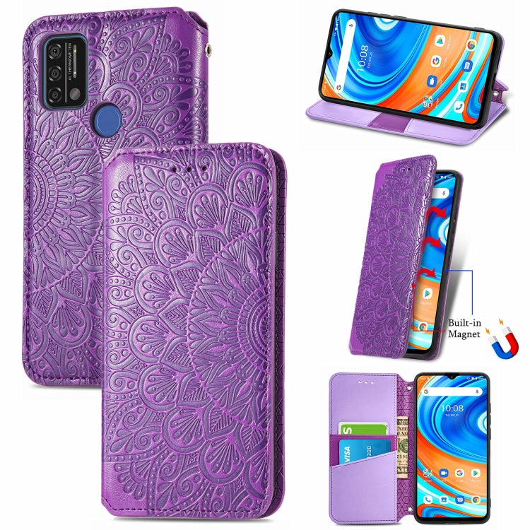 For UMIDIGI A9 Blooming Mandala Embossed Pattern Magnetic Horizontal Flip Leather Case with Holder & Card Slots & Wallet
