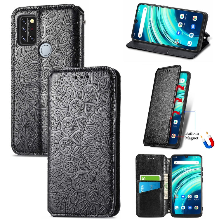 For UMIDIGI A9 Pro Blooming Mandala Embossed Pattern Magnetic Horizontal Flip Leather Case with Holder & Card Slots & Wallet