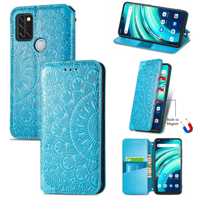 For UMIDIGI A9 Pro Blooming Mandala Embossed Pattern Magnetic Horizontal Flip Leather Case with Holder & Card Slots & Wallet