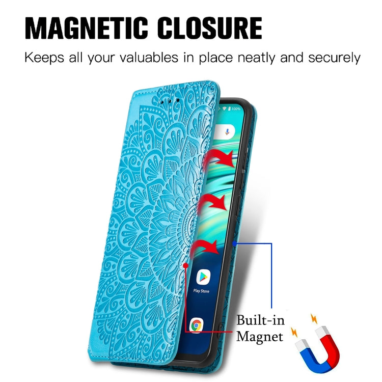 For UMIDIGI A9 Pro Blooming Mandala Embossed Pattern Magnetic Horizontal Flip Leather Case with Holder & Card Slots & Wallet