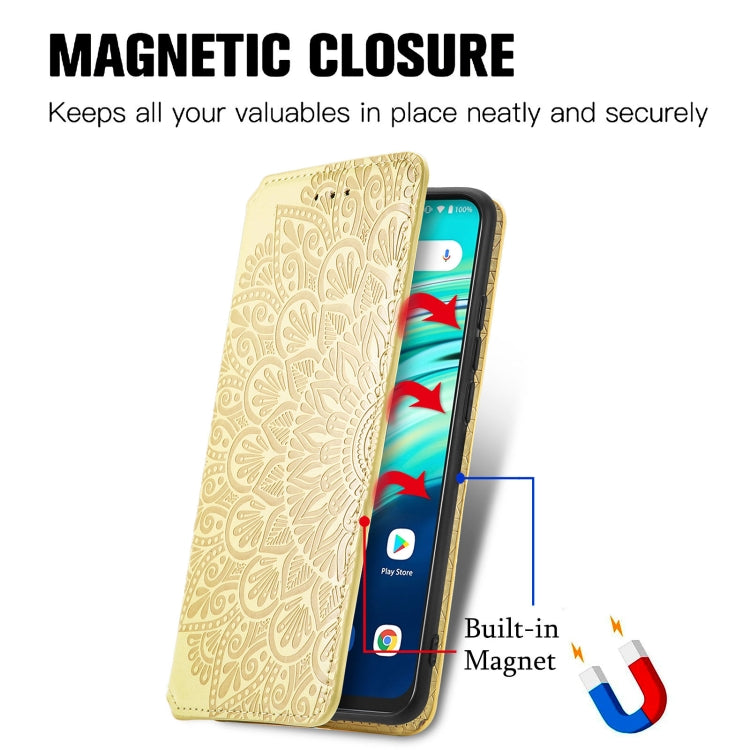 For UMIDIGI A9 Pro Blooming Mandala Embossed Pattern Magnetic Horizontal Flip Leather Case with Holder & Card Slots & Wallet