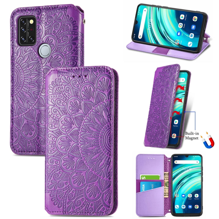 For UMIDIGI A9 Pro Blooming Mandala Embossed Pattern Magnetic Horizontal Flip Leather Case with Holder & Card Slots & Wallet
