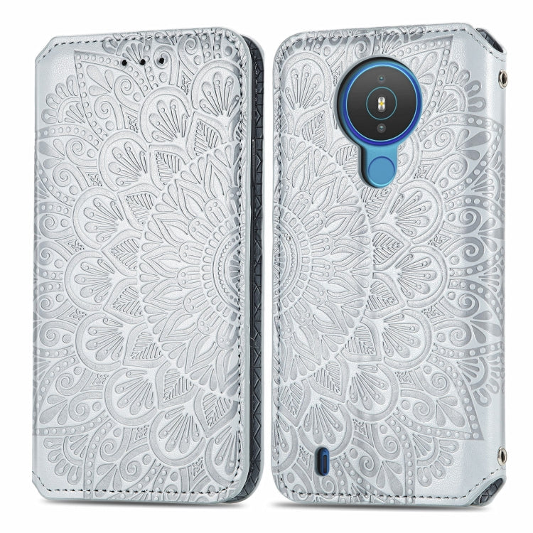 For Nokia 1.4 Blooming Mandala Embossed Pattern Magnetic Horizontal Flip Leather Case with Holder & Card Slots & Wallet