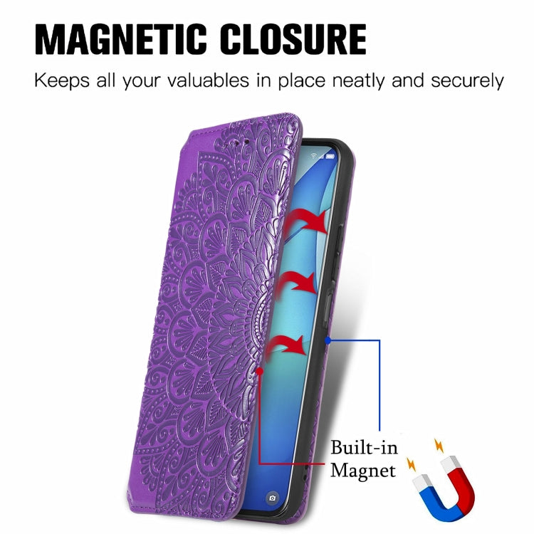 For TCL 20S Blooming Mandala Embossed Pattern Magnetic Horizontal Flip Leather Case with Holder & Card Slots & Wallet