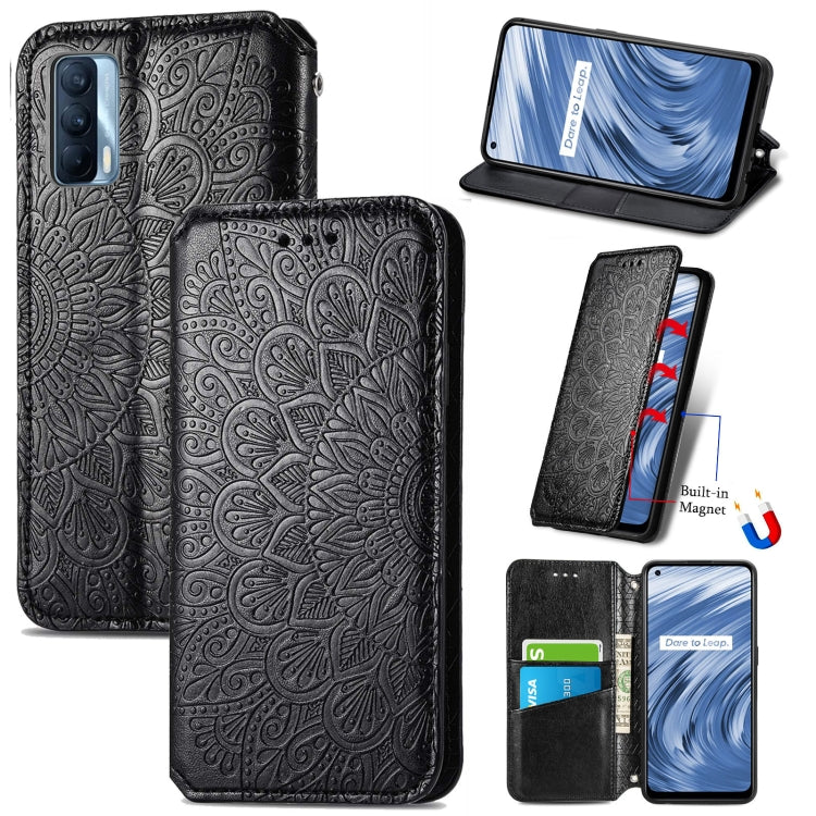 For OPPO Realme V15 5G Blooming Mandala Embossed Pattern Magnetic Horizontal Flip Leather Case with Holder & Card Slots & Wallet