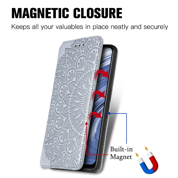For OPPO Realme V15 5G Blooming Mandala Embossed Pattern Magnetic Horizontal Flip Leather Case with Holder & Card Slots & Wallet