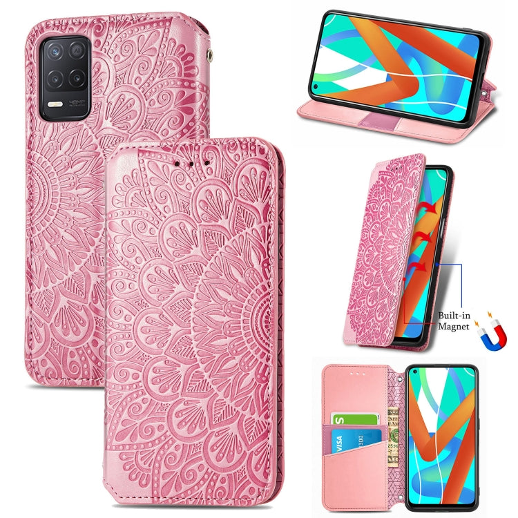 For OPPO Realme V13 Blooming Mandala Embossed Pattern Magnetic Horizontal Flip Leather Case with Holder & Card Slots & Wallet