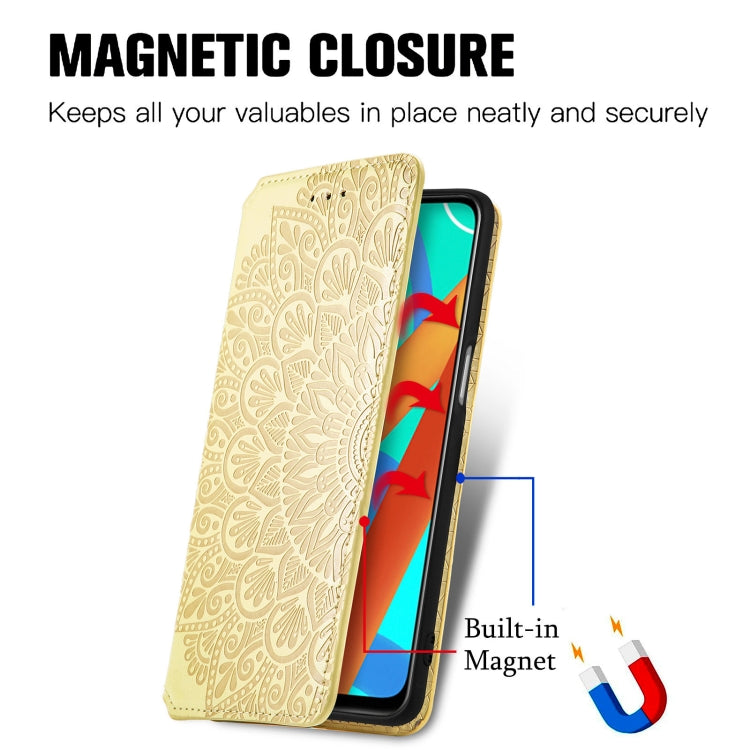 For OPPO Realme V13 Blooming Mandala Embossed Pattern Magnetic Horizontal Flip Leather Case with Holder & Card Slots & Wallet