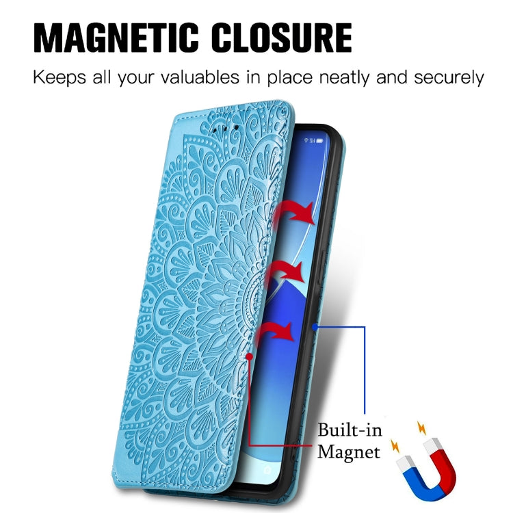 For OPPO Reno6 5G Blooming Mandala Embossed Pattern Magnetic Horizontal Flip Leather Case with Holder & Card Slots & Wallet