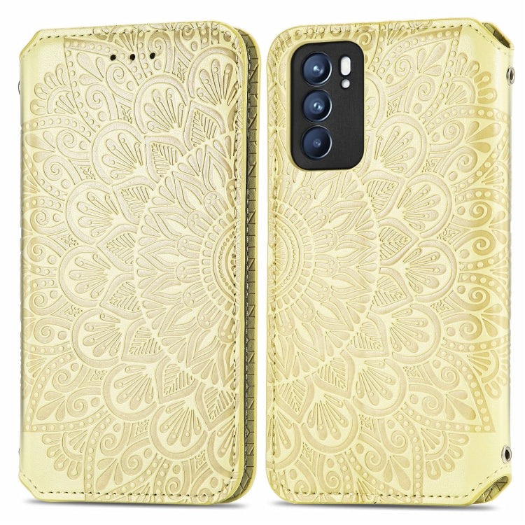 For OPPO Reno6 5G Blooming Mandala Embossed Pattern Magnetic Horizontal Flip Leather Case with Holder & Card Slots & Wallet