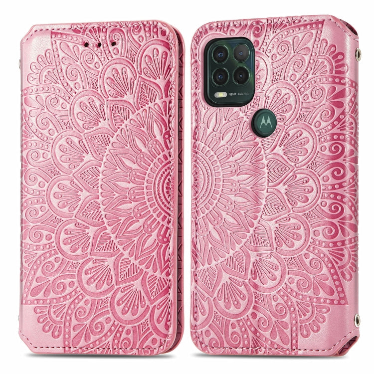 For Motorola G Stylus 5G Blooming Mandala Embossed Pattern Magnetic Horizontal Flip Leather Case with Holder & Card Slots & Wallet