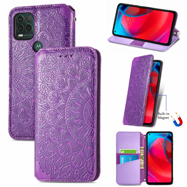 For Motorola G Stylus 5G Blooming Mandala Embossed Pattern Magnetic Horizontal Flip Leather Case with Holder & Card Slots & Wallet