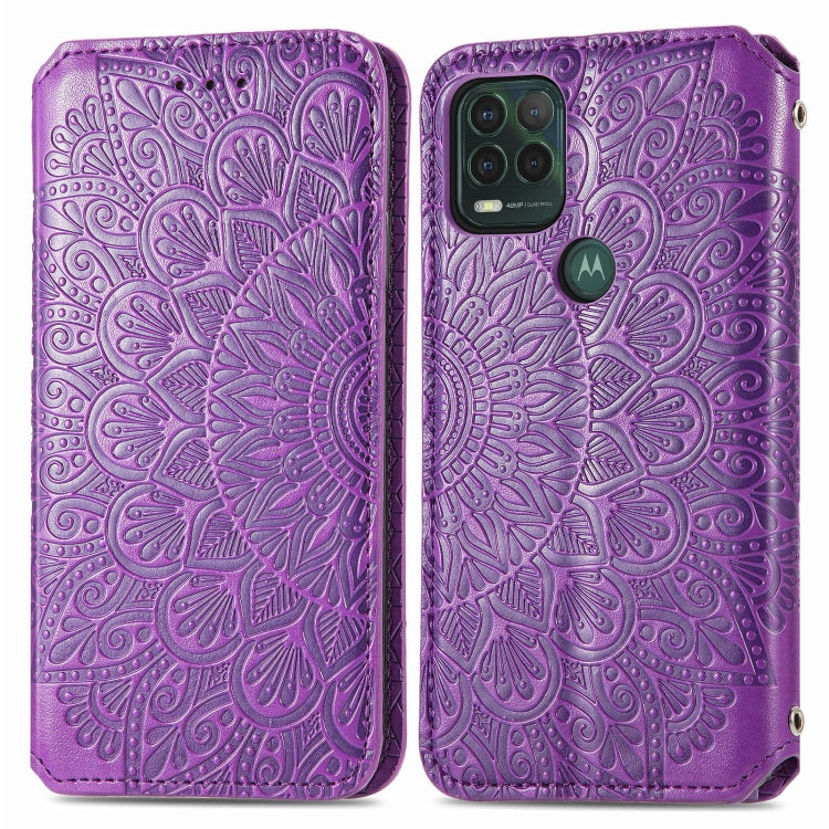 For Motorola G Stylus 5G Blooming Mandala Embossed Pattern Magnetic Horizontal Flip Leather Case with Holder & Card Slots & Wallet