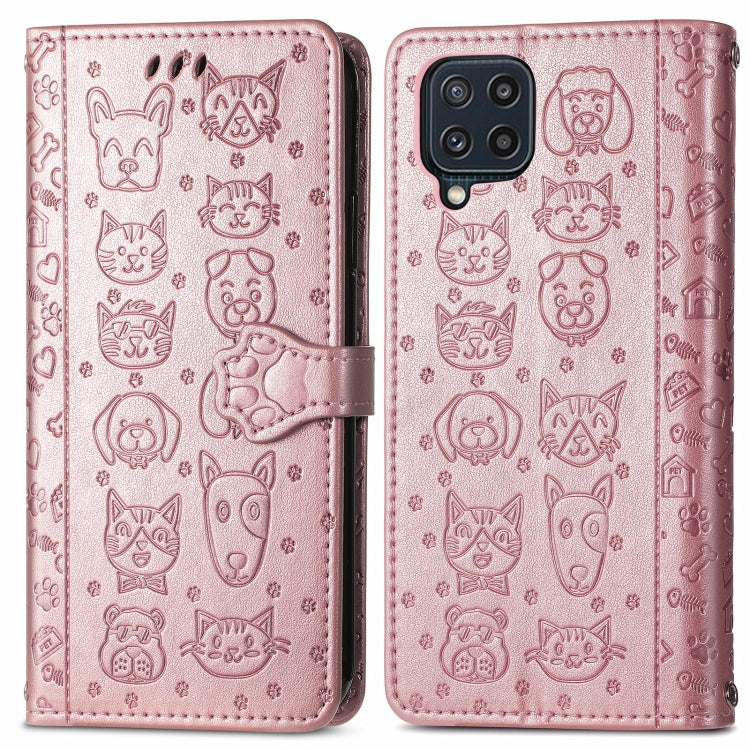 For Gaxlay M32 Cute Cat and Dog Embossed Horizontal Flip Leather Case with Holder & Card Slots & Wallet & Lanyard