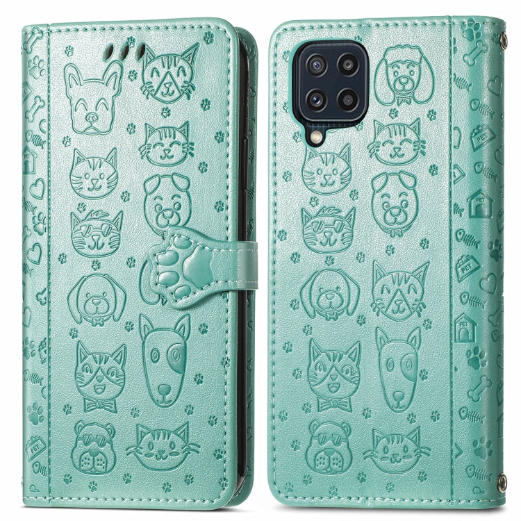 For Gaxlay M32 Cute Cat and Dog Embossed Horizontal Flip Leather Case with Holder & Card Slots & Wallet & Lanyard