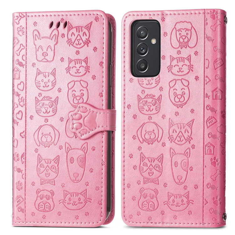 For Galaxy  A82 5G Cute Cat and Dog Embossed Horizontal Flip Leather Case with Holder & Card Slots & Wallet & Lanyard