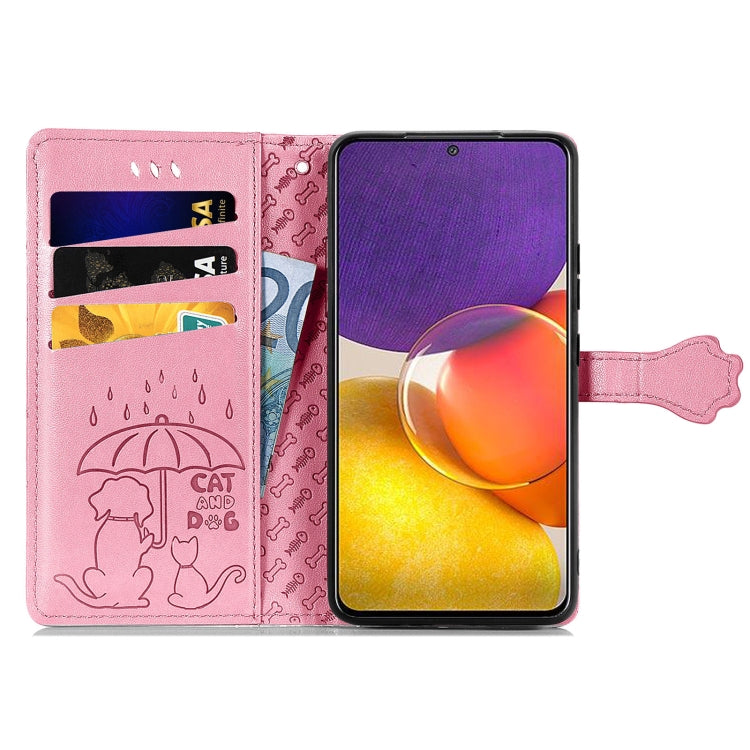 For Galaxy  A82 5G Cute Cat and Dog Embossed Horizontal Flip Leather Case with Holder & Card Slots & Wallet & Lanyard