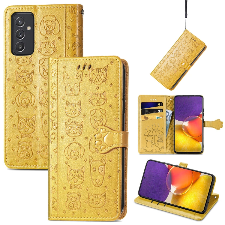 For Galaxy  A82 5G Cute Cat and Dog Embossed Horizontal Flip Leather Case with Holder & Card Slots & Wallet & Lanyard